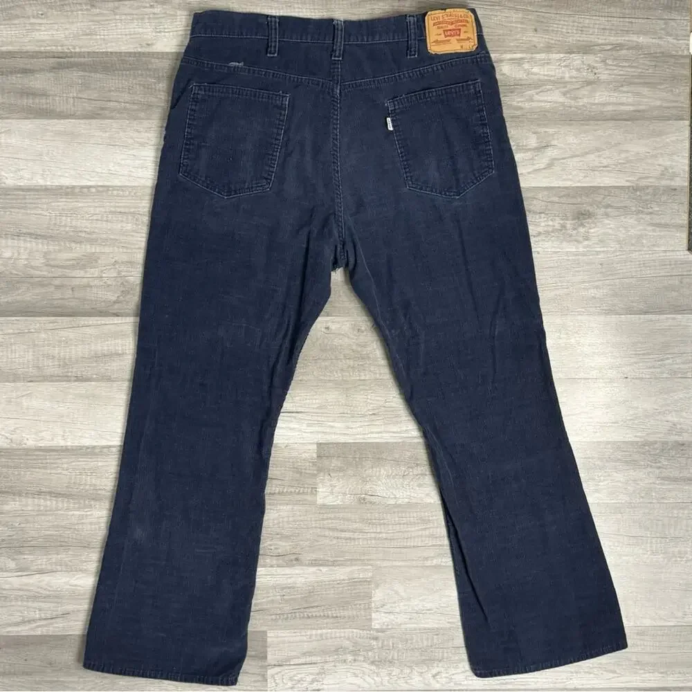 37.5 X 29 Levis 517 Vintage 80s Cords Bootcut Corduroy Pants Jeans Navy Western